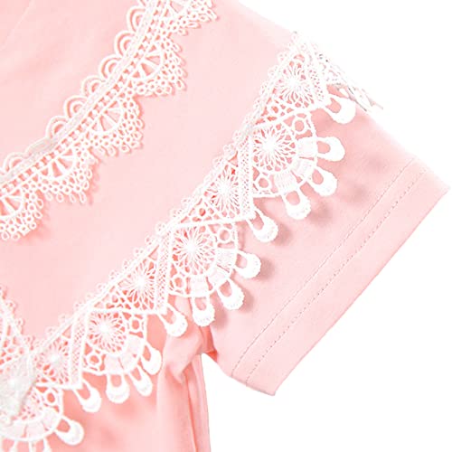 Toddler Girl Lace Embroidery Blouse Short Sleeve Cotton Doll Collar Tops School Uniform Shirt3