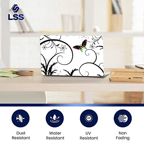 Image of LSS 15 15.6 Inches Laptop Notebook Skin Sticker with 2 Wrist Pads - Reusable Cover Protector Vinyl Sticker Cover Decal Fits 13 inch - 16 inch HP Asus Acer - White Butterfly Escape Pattern