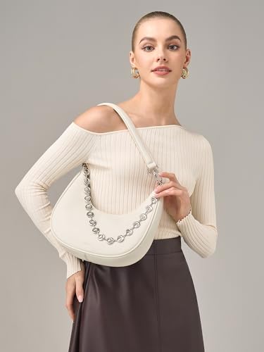 CHUNLI Small Shoulder Bag for Women, PU Leather Crescent Hobo Purses with Silver Chain, Women's Work Casual Evening Handbag4