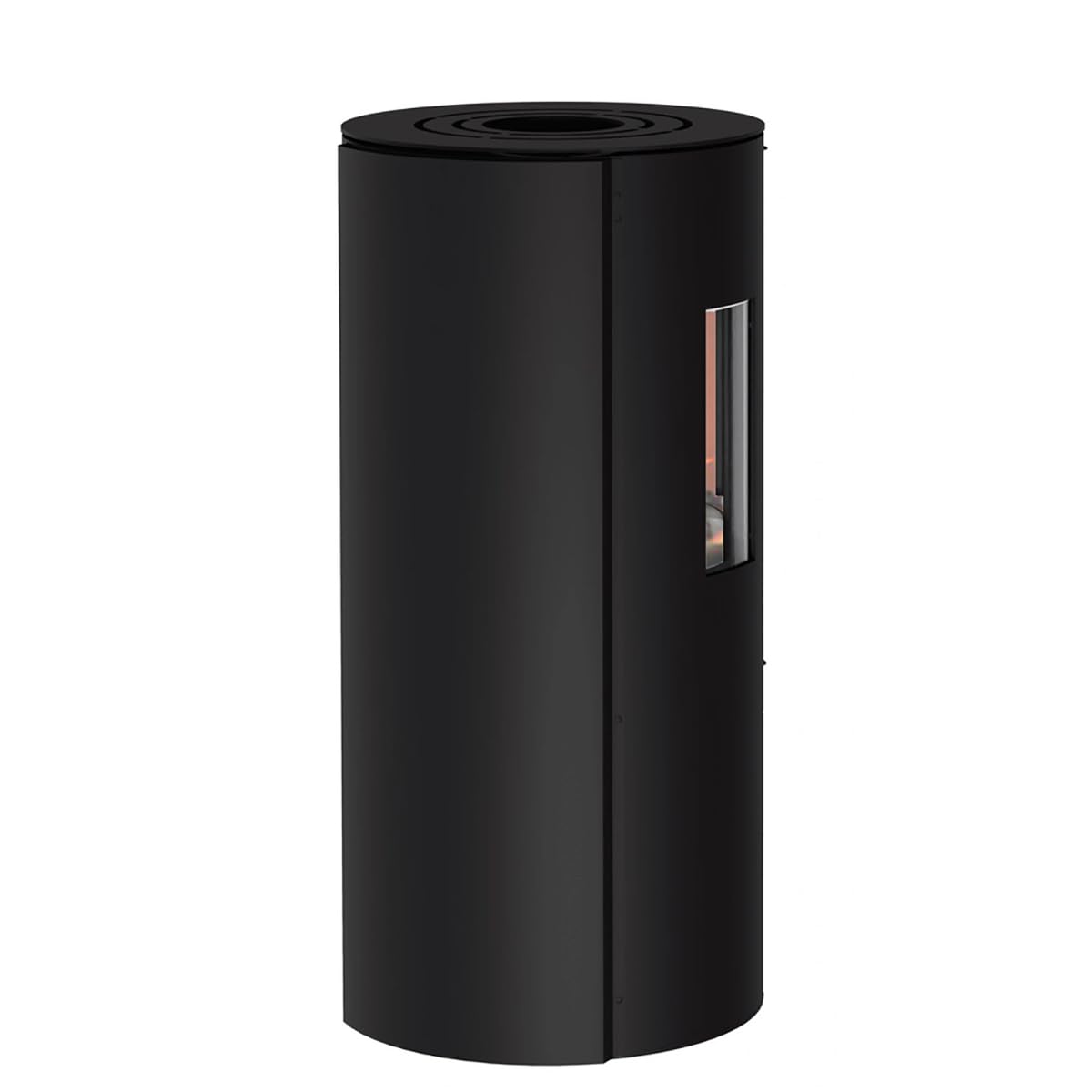Kaminofen Thermia Hiron Trio 3 Sichtscheiben modernes Design 6 kW Holzofen Stahl Schwarz rund