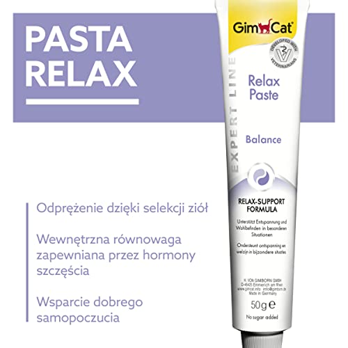 GimCat EXPERT LINE Relax Paste - Funktionaler Katzensnack unterstützt Entspannung und Wohlbefinden der Katze - 1 Tube (1 x 50 g) (Packung mit 2)