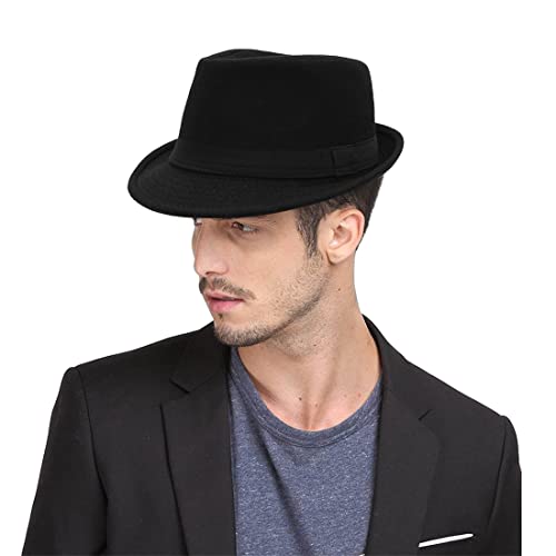 Fedora Hat Men Felt Panama Jazz Hat Women Classic Manhattan Structured Trilby Hat Short Brim Vintage...