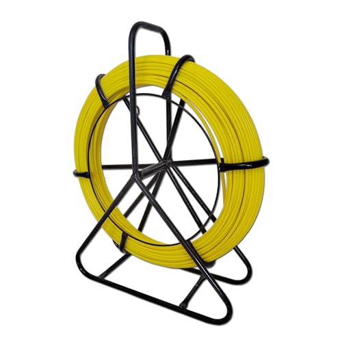Fish Tape Fiberglass 6MM 500FT Fish Tape Puller Fiberglass Wire Cable Running with Cage [6mm*150m]