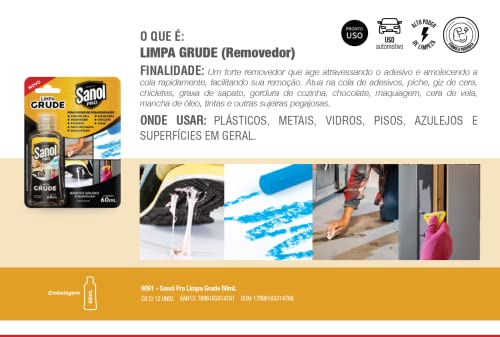 Limpa Grude, Sanol Pró, 60ml, Amarelo