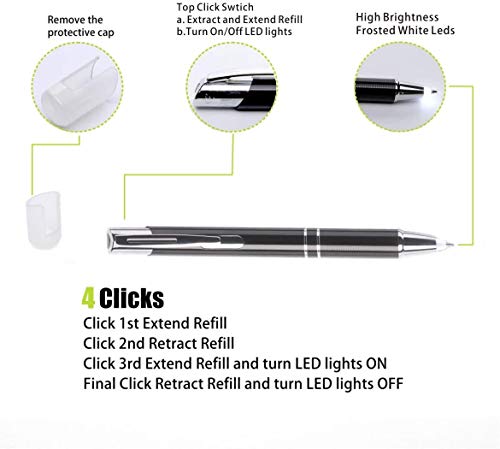 Yacig Pen With Light, Light Up Ballpoint Pen, Bright Lighted Pens For Writing In The Dark Led Light Flashlight Nurses Pen With Light Tip 1 Pack Penlight-White Light #TOP1