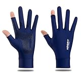 Summer Protection Two-Fingerless Gloves Breathable Ice Silk for Driving Cycling Golfing Workout Men Women