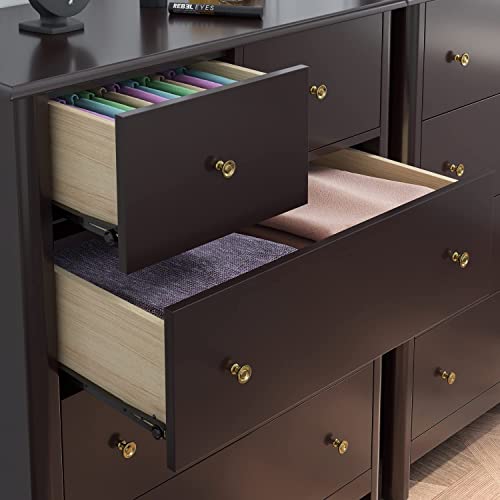 Housuit Drawer Chest, 5 Dresser Chest Of Drawers, Clothes Storage Cabinet Nightstand With Drawers, Modern Dresser For Bedroom, Nursery, Living Room, Dark Brown #TOP5