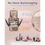 BAGSMART Makeup Bag for Women with Hanging Hook - Portable Cosmetic Case, Large Capacity Door Room Essentials Travel Organizer for Full Sized Cosmetics and Toiletries, Black - Image 2