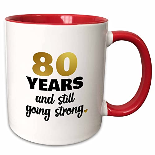 3dRose 80th Birthday Still Going Strong - Bday 11oz Two-Tone Red Mug
