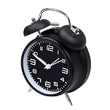 Reloj despertador de doble alarma, de Jiemei, de 10,16 cm, funciona con pilas, alarma para el hogar con esfera...