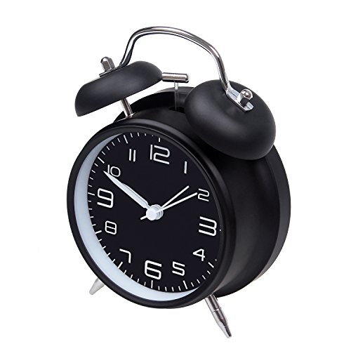 Reloj despertador de doble alarma, de Jiemei, de 10,16 cm, funciona con pilas, alarma para el hogar con esfera estereoscópica, luz nocturna, sin segundero, para el dormitorio