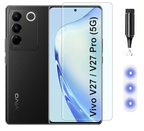 Image of MACLEN Ultra Premium HD Adavnced Glue UV Curved Tempered Glass for Vivo V27, Vivo V27 Pro | With HD clearity full curved edge protection and Installation Kit