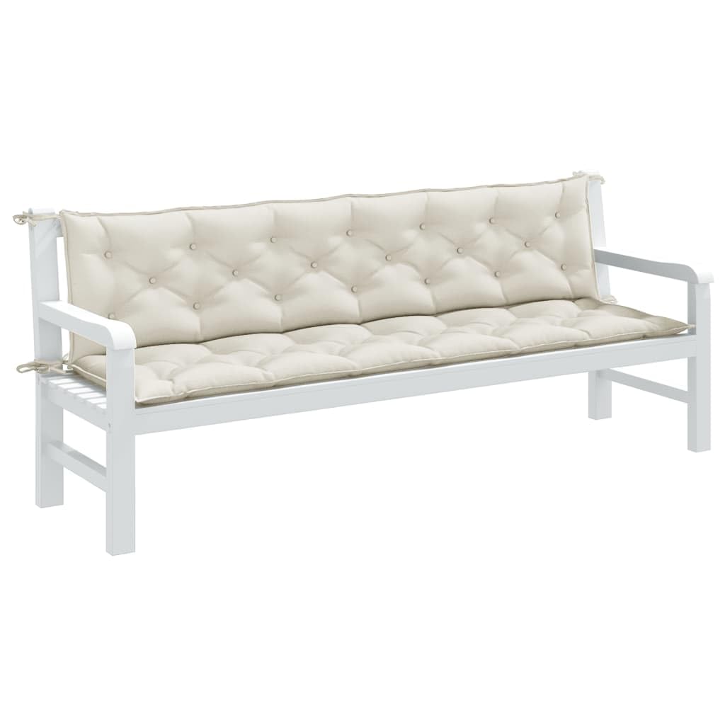 Coussin de banc de jardin antidérapant en tissu crème mélangé x2