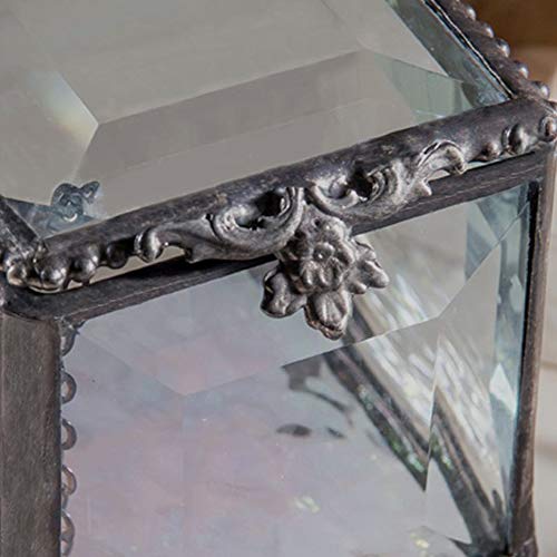 Beveled Glass Box Jewelry Chest Trinket Keepsake Display Decorative Stained Glass Clear Crystal Ring Dish Gift J Devlin Box 153 #TOP6