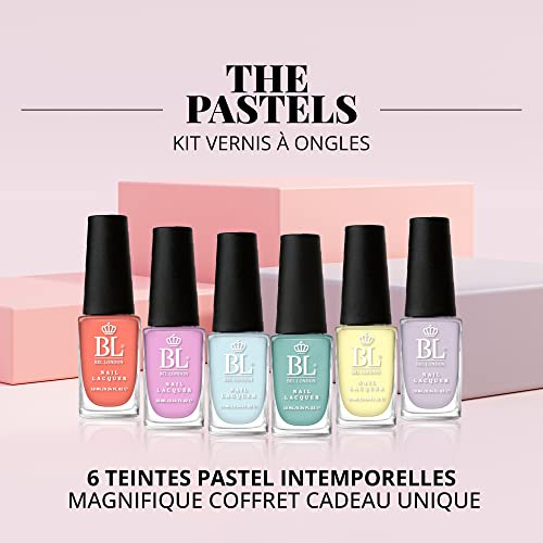 BEL London The Pastels Set di smalti di lusso in 6 colori, ad asciugatura rapida, a lunga durata, per donne e ragazze, perfetto per regali di tutte le età