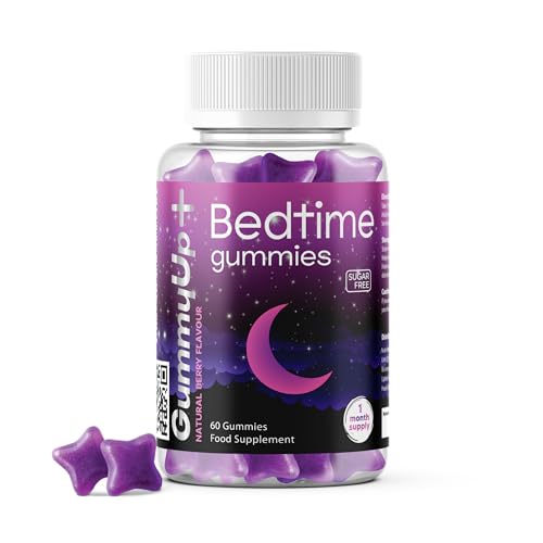 Sugar Free Bedtime Gummies x 60 | High Strength Natural Sources Fast Absorbing | Vegan Friendly | Gluten-Free | Chewable Berry Flavour | Gummy up