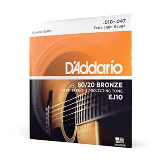 Cuerdas D'Addario para guitarra acústica, 80/20 Bronce, EJ10, calibre extra ligero 10-47, juego de 6 cuerdas, paquete de 1