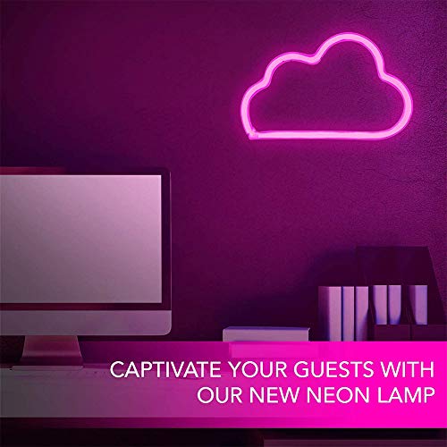 Image of YouOKLight neon cloud sign,cloud led light Wall Light Night Lights, Battery or USB Powered Neon Lights for Wall Decor, Bedroom, Kids Room, Living Room, Bar, Party, Christmas, Wedding (Pink)