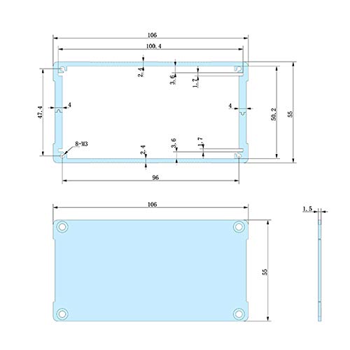 JIUWU Electronic Aluminum Enclosure Project Sand Blast Reinforced Box Case Split 106x55x150mm (WxHxL) for PCB Audio Amplifier DIY Power Supply Signal Amplifier, Silver