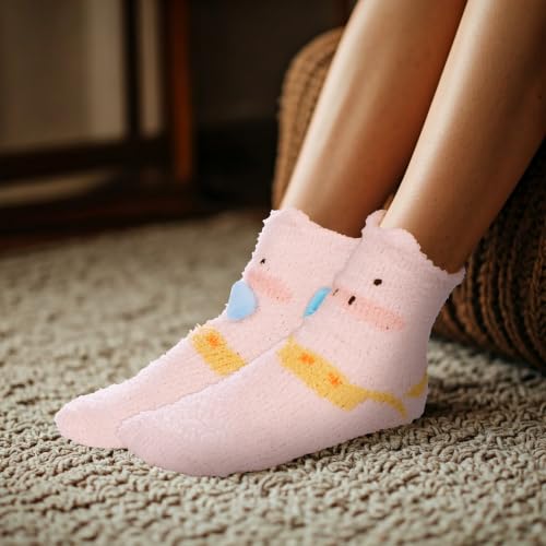 Image of Benefeet Sox Funny Animal Fuzzy Socks for Women Girls - Cute Fluffy Slippers, Cozy Warm Winter Plush Sleeping Socks