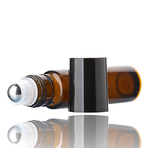 Roll On Bottles 10Ml [1/3Oz] With Stainless Steel Metal Balls, 6 Pack Amber Empty Refillable Glass Essential Oil Roller Bottle For Essential Oil, Aromatherapy, Perfume, Liquid Travel Bottles (Amber 6) #TOP3