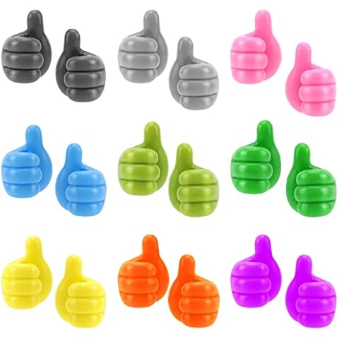 Topretty 18 Pcs Thumb Shape Key Hooks Multifunctional Clip Holder Small Hand Wall Hooks Cute Car Adhesive Hooks Personalized Creative Non-Marking Silicone Hooks for Key Towel Cable Office Car Desk Cover