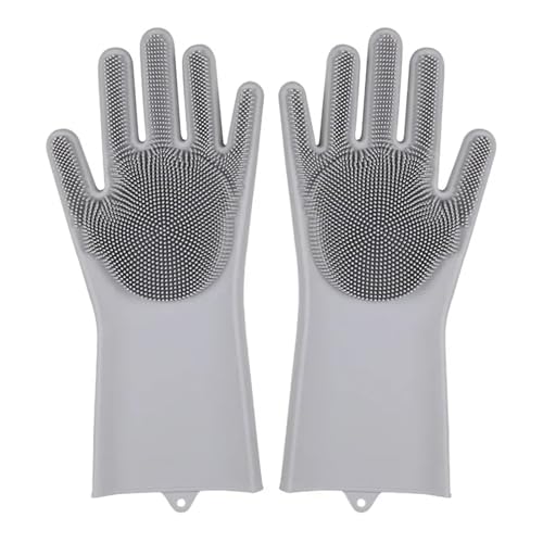 MWAHJU Guantes De Limpieza Guantes de limpieza for lavavajillas, esponja de goma de silicona, herramientas de limpieza for el hogar, 3 uds. Para Uso DoméStico(Gray)