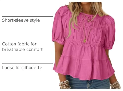 Image of Tankaneo Womens Puff Sleeve Peplum Babydoll Tops Summer T-Shirts Blouse