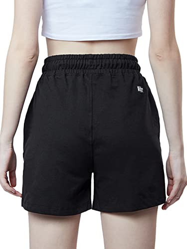 Image of The Souled Store Solids: Women Lounge Shorts SweatShorts Women's Sweat Shorts Athletic Lounge Gym Running Workout French Terry Cotton Drawstring Elastic Waist Casual Comfortable