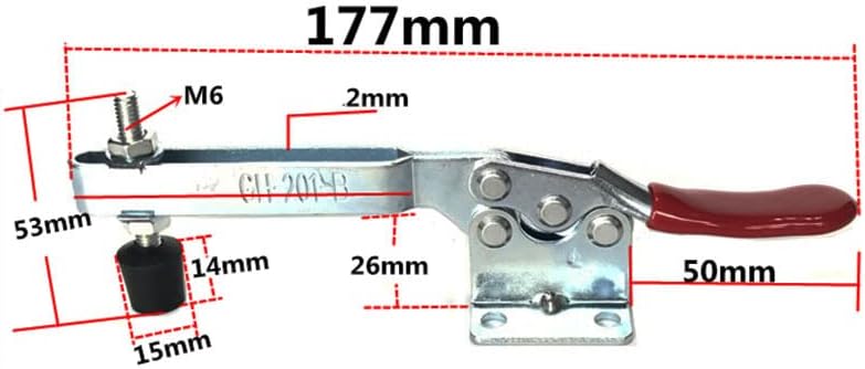 GH-201-BI 90kg Toggle Clamp Heavy Duty Large Hold Down Clamp Holding Capacity Antislip Horizontal Quick Release Clamp