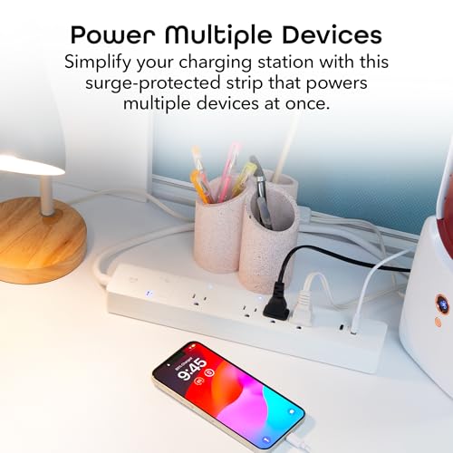 Image of Geeni Smart Surge Protector Power Strip with 4 Smart Outlets, 2 USB Ports (USB-A & USB-C), Surge Protection, Wi-Fi & App Control, Compatible with Alexa & Google Assistant, Smart Power Strip
