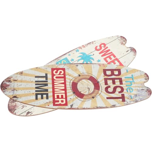 2 Pcs Wooden Surfboard Signs, Vintage Beach Wall Decor, Summer Home Accent