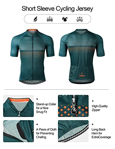 Lameda Cycling Jersey Men Short Sleeve Road Bike Bicycle Shirt Reflective Breathable Lightweight Green X-Large #TOP2
