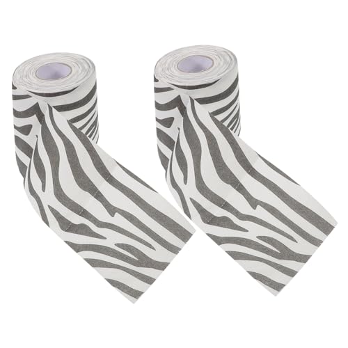 PEPLAYTAL 2 Piezas Papel Higiénico Suave y Resistente con Diseño de Cebra Dobles para Baño Impresión Avanzada Texturizada Decorativa Almacenamiento Fácil y Moderno