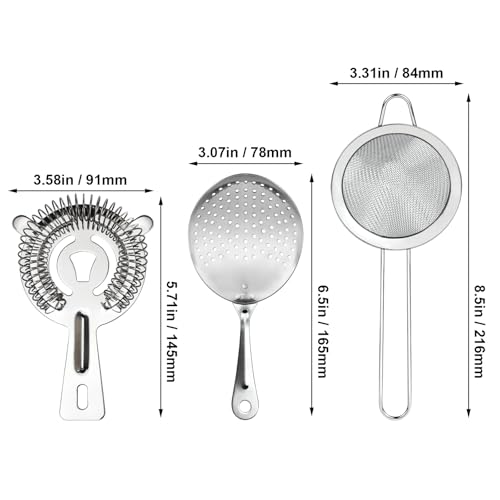 image for Almagic 3-IN-1 Cocktail Strainer Set, Includes Julep, Hawthorne, Fine 