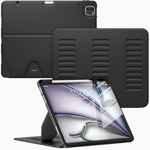 VIKESI Case for iPad Air 13 inch (M4) 2026 / (M3) 2025 / (M2) 2024 Multiple Angles Magnetic Stand Cover Shockproof Soft Back Pencil Holder and Auto Sleep/Wake Black