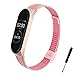 Produktbild BDIG Für Xiaomi Mi Band 4 Armband Metall, Ersatzband Wasserdicht Edelstahl Strap Armband Zubehör für Xiaomi Mi Band 4 miband 4 (Fitness Tracker Nicht Enthalten) (MeLan Rose GoldPink)