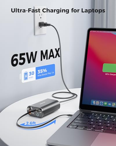 SUPERONE 104W GaN 4-in-1 Desktop Charging Station w/ 65W Fast Charging & 2 Retractable Cables (Frosted Black) $25.19 + Free Shipping w/ Prime or on... - image 4