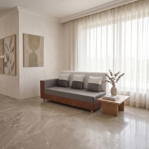 Image of RECTART Luxe 8 Seater L-Shape Sofa Set for Living Room | Sectional Sofa with Centre Table & 7 Pillows | Modern Wooden Home Furniture |