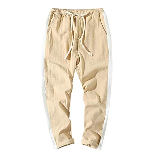 Xmiral Sweatpants herr randig dragsko enfärgad elastisk midja långa sportbyxor
