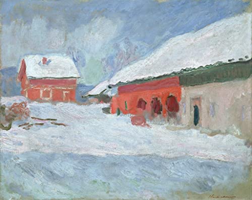 Toile Norvège rouges à Bjornegaard Monet avec impression d'affiches haute définition