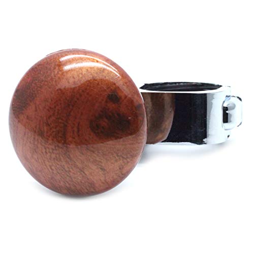 Autut Car Steering Wheel Spinner Knob Abs Head Metal Ring Brown #TOP1