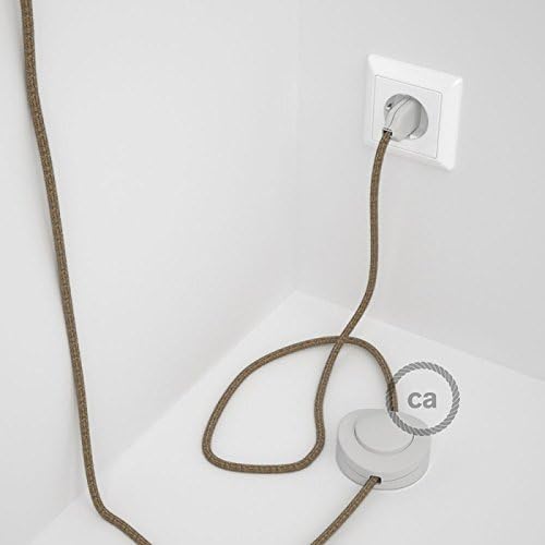 creative cables Staande lamp, kabelkabel RS82 katoen en linnen natuurlijk bruin 3 m. Kies de kleur van het stopcontact en de schakelaar. wit photo 3