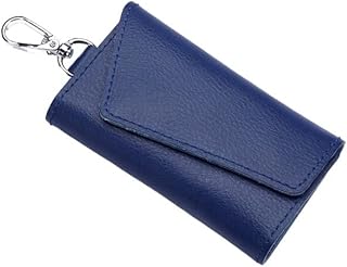 NTALJC Llavero de Cuero para Hombres y Mujeres, Organizador de Llaves, Bolsa de Vaca Dividida para Llaves de Coche, Cartera para Llaves de ama de Llaves, Mini Bolsa para Tarjetas (Color: Azul)