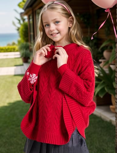 Image of BOBOYOYO Cape for Girls Hooded Cable Knit Poncho Sweaters Kids Shawl