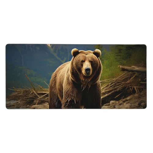 Tapis de souris de jeu XL 40x90cm ours marron tapis de bureau étendu