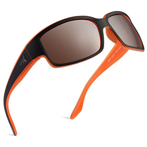 KastKing Skidaway Polarized Sport Sunglasses for Men and Women, Matte Orange Blackout Frame