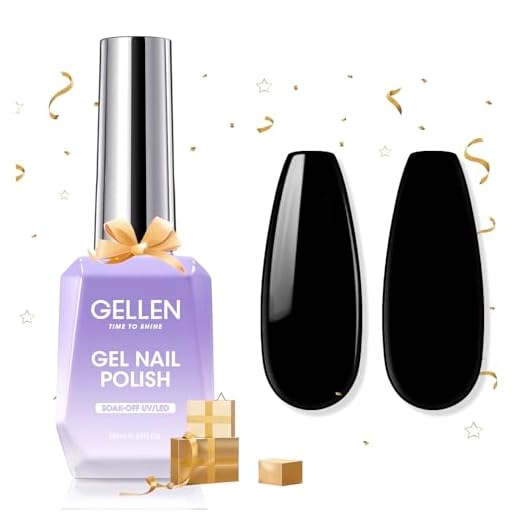 Gellen Gel Polish 18ml Black Color Gel Nail Polish Soak Off U V LED Nail Lamp Nail Gel Polish Nail Art Manicure Salon DIY Home Christmas Gift for Women, 0.6 Fluid Ounces