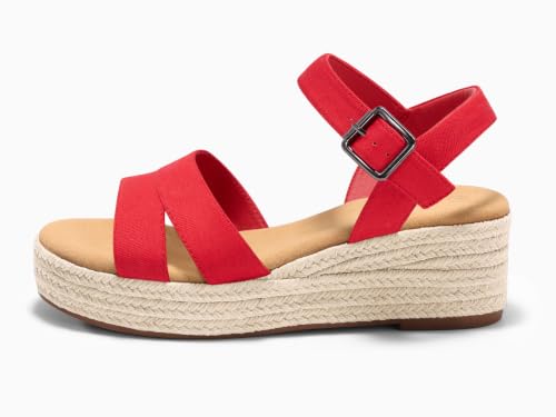 Image of Coutgo Womens Wedge Platform Sandals Espadrille Heels Open Toe Buckle Ankle Strap Summer Shoes