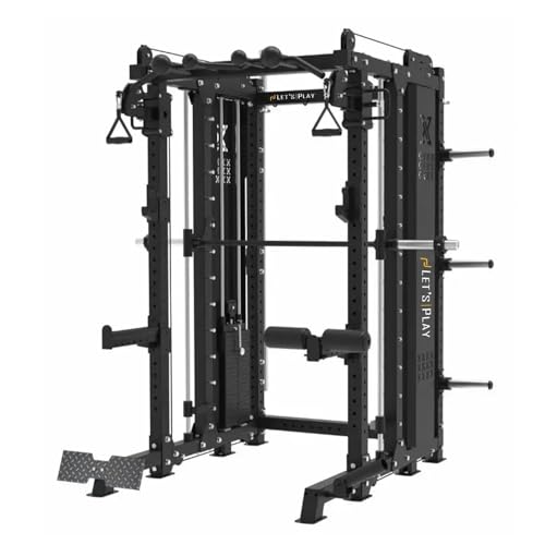Image of Let's Play Commercial Multi-Functional Power Rack with Smith Machine | All-in-One Home Gym Trainer for Full Body Workouts | Commercial Grade Frame Warranty ( Call on 8587902343)